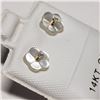 Image 1 : 14K Yellow Gold Diamond Mother Of Pearl Flower Jacket Earrings, Made in Canada, Suggested Retail Val
