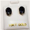 Image 2 : 10K Yellow Gold Sapphire(2.2ct) Earrings, Made in Canada, Suggested Retail Value $400