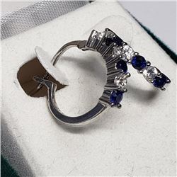 Silver Created Sapphire Earrings