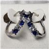 Image 2 : Silver Created Sapphire Earrings