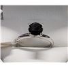 Image 1 : 10K White Gold Black Diamond(1.4ct) High Mount Solitaire Ring (~Size 6), Made in Canada, Appraised R