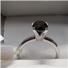 Image 3 : 10K White Gold Black Diamond(1.4ct) High Mount Solitaire Ring (~Size 6), Made in Canada, Appraised R