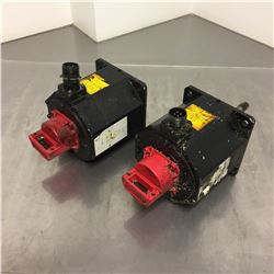 (2) Fanuc A06B-0034-B075 AC Servo Motor *ONE HAS BROKEN PLUG SEE PICS FOR DETAILS*