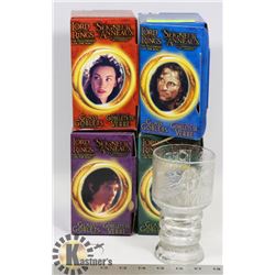 2001 LORD OF THE RINGS 4 GLASS LIGHT UP GOBLETS