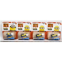 LOT OF 4 DESPICABLE ME 3 HOT WHEELS CHARACTER CARS