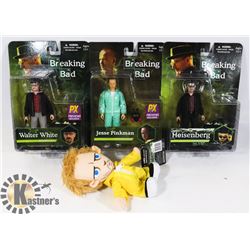 LOT OF 3 BREAKING BAG ACTION FIGURES AND ONE PLUSH