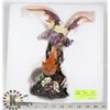 Image 1 : 10" PURPLE LIGHT UP DRAGON WITH FIRE STATUE.