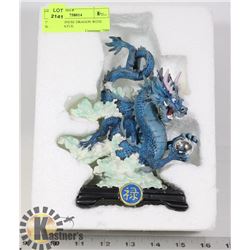 7" BLUE CHINESE DRAGON WITH SPHERE STATUE.