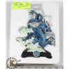 Image 1 : 7" BLUE CHINESE DRAGON WITH SPHERE STATUE.