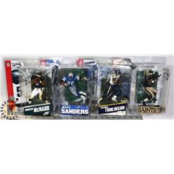 LOT OF 4 ASST NFL MCFARLANE TOYS SPORTS FIGURINES.