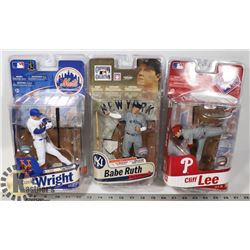 LOT OF 3 MLB ASSORTED MCFARLANE FIGURES.
