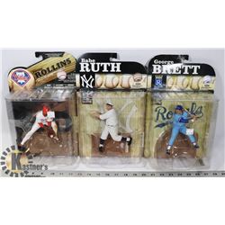 LOT OF 3 MLB ASSORTED MCFARLANE FIGURES.