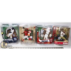 LOT OF 4 MLB & NFL MCFARLANE ASSORTED FIGURES.