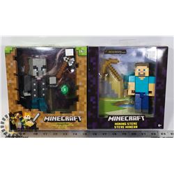 LOT OF 2 MINECRAFT ACTION FIGURES - MINING STEVE &