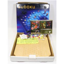 BOX OF GAMES INCLUDING CHINESE CHECKERS,
