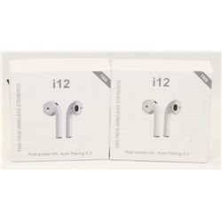 SET OF 2 NEW I12 TWS EARBUDS BLUETOOTH