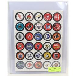 NHL POGS LOT OF 32 - GRETZKY, ROY, NHL TEAMS.
