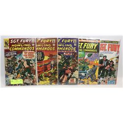 LOT OF 5 SGT.FURY COMIC BOOKS