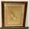 Image 1 : PRAYING HANDS, FRAMED PICTURE, 18" X 15"