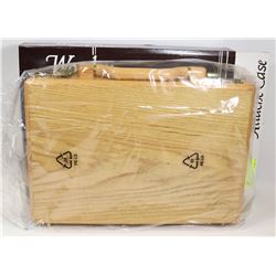 NEW WOODEN ATTACHE BRIEFCASE.