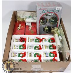 BOX OF CHRISTMAS DECORATIONS