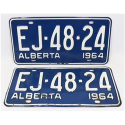 PAIR OF 2 - 1964 ALBERTA LICENSE PLATES.