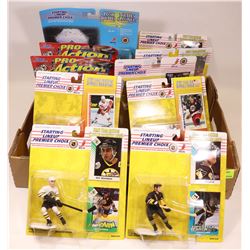 BOX OF HOCKEY FIGURE MODELS AND CARDS