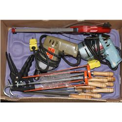 BOX OF ASSORTED TOOLS / FILES/DRILLS