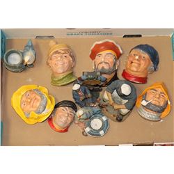 LOT OF FACIAL FEATURES STATUES, FISHERMAN STATUES
