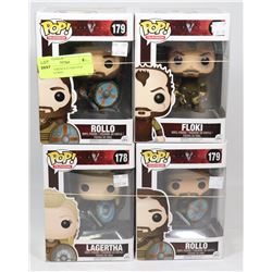 LOT OF 4 VIKINGS FUNKO POP VINYL FIGURES.