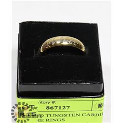 GOLD TONED TUNGSTEN CARBIDE LORD OF THE RINGS