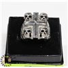 Image 1 : STAINLESS STEEL FOUR SKULLS AROUND CROSS RING SZ