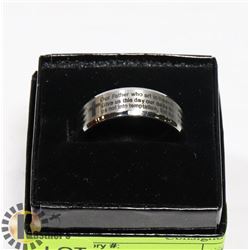 STAINLESS STEEL RING WITH "THE LORDS PRAYER"