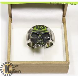STAINLESS STEEL #13 OF SPADES SKULL SZ 12 RING