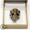 Image 1 : STAINLESS STEEL AND GOLD TONED SKULL AND WINGS SZ