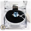 Image 1 : NEW STERLING SILVER BLUE CUBIC STONE RING SIZE 8.