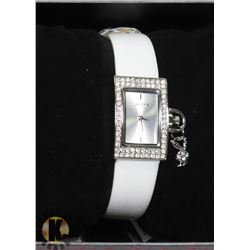 NEW PLAYBOY WATCH GENUINE WHITE LEATHER STRAP.