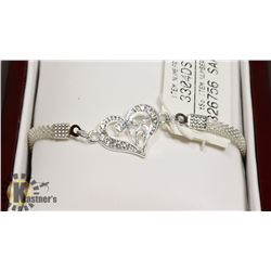 HOLLOW HEART CRYSTAL BRACELET ADJUSTABLE BANGLE