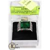 Image 1 : SQUARE GREEN GEM INLAID STAINLESS STEEL SZ 11 RING