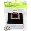 Image 1 : RED GEM STONE INLAID STAINLESS STEEL SZ 10 RING