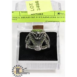 COBRA HEAD SZ 9 STAINLESS STEEL RING