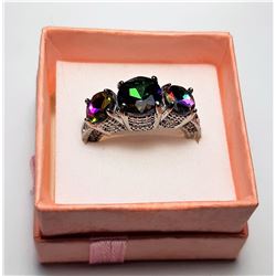 12)  TRIPLE RAINBOW TOPAZ, SILVER TONE