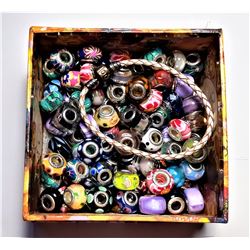 17)  PANDORA STYLE BRACELET AND 100