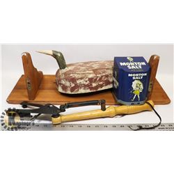 TIN CONTAINER"MORTON SALT:", VINTAGE SKEET THROWER