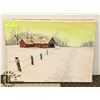 UNTITLED OIL ON CANVAS "SNOWY BARN" SIGNED