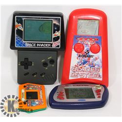 BOX W/ 4 RETRO HANDHELD VIDEO GAMES - KONAMI
