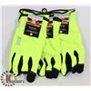Image 1 : 3 PAIRS OF SAFETY YELLOW HAND GEAR BY TOUGH DUCK