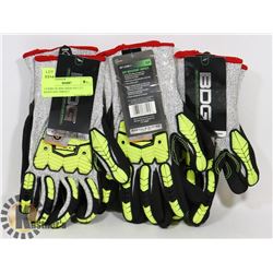 3 PAIRS OF BDG HIGH-VIZ CUT RESISTANT IMPACT