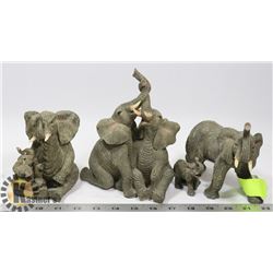 LOT OF 3 ASSORTED ELEPHANT STATUES