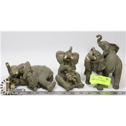 LOT OF 3 ASSORTED ELEPHANT STATUES